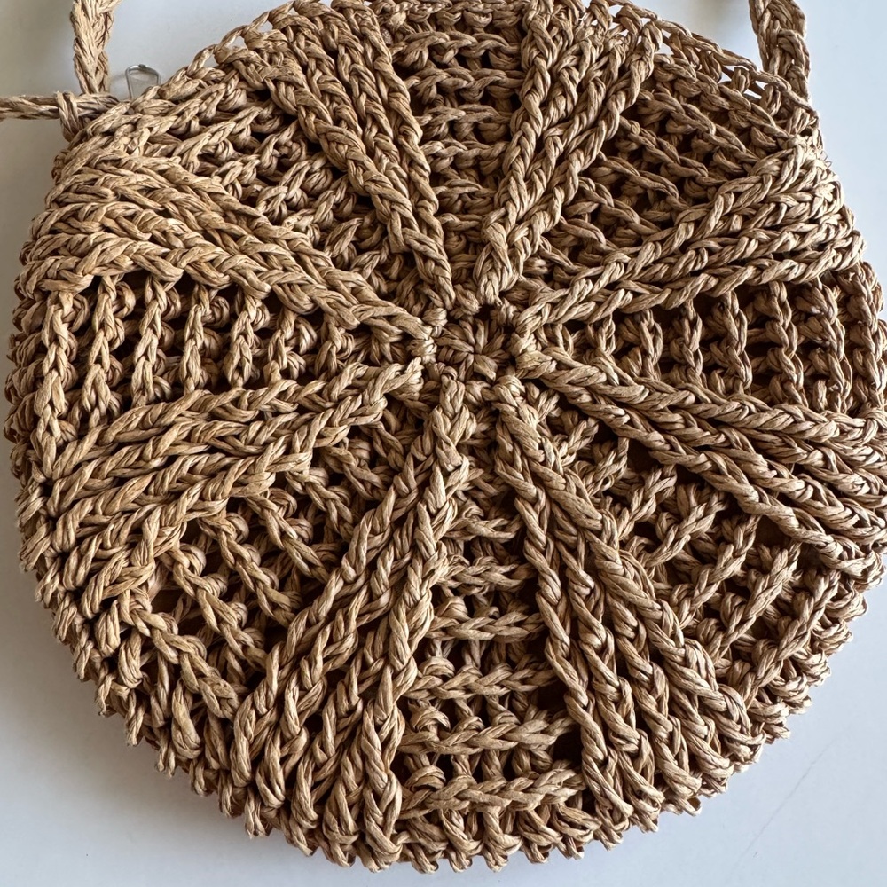Straw Crossbody Purse, Round, Zip Top Closure, Lined…NWOT - Picture 3 of 4